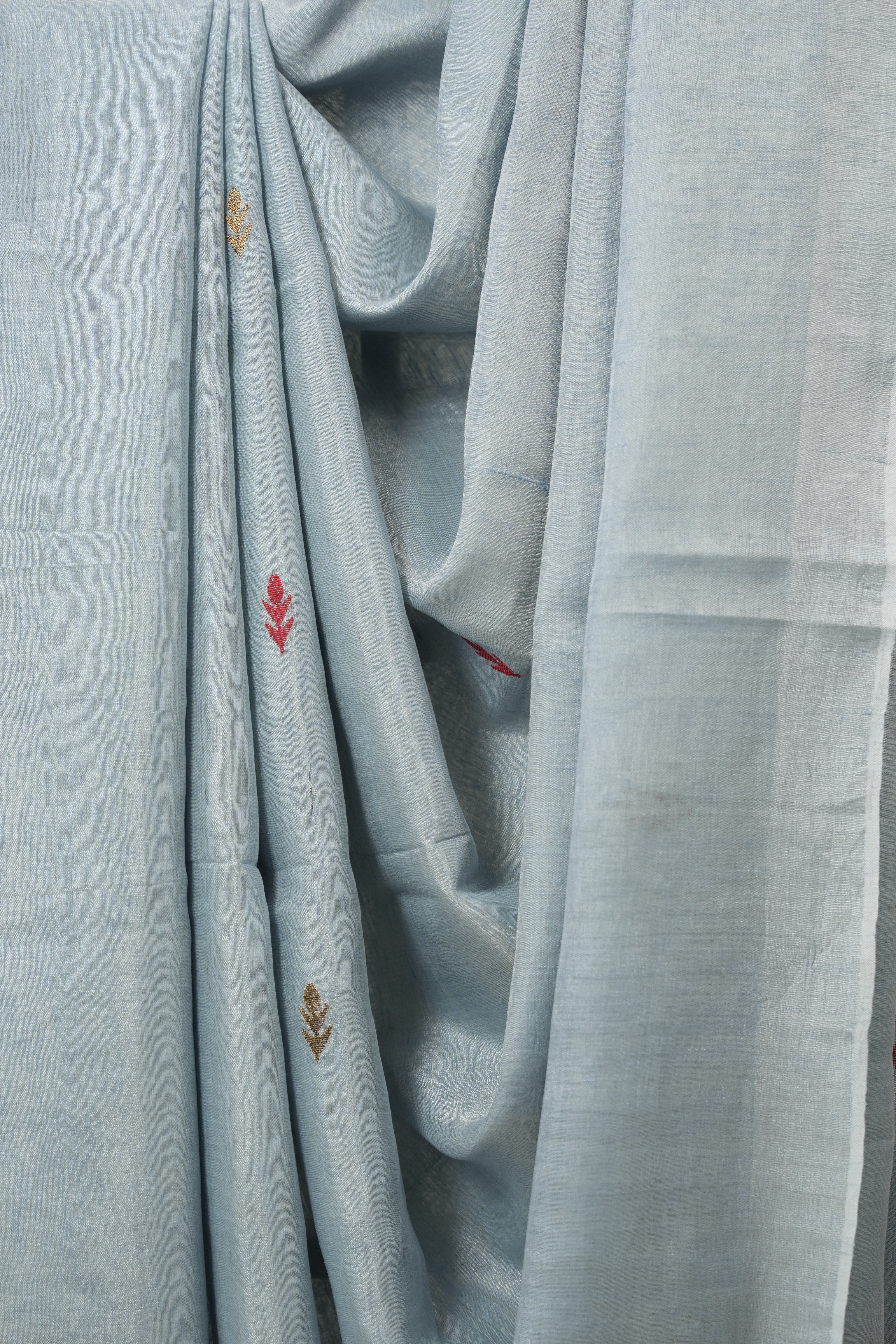 Light Blue Tissue Linen Jamdani Saree - SRLGTLJS181