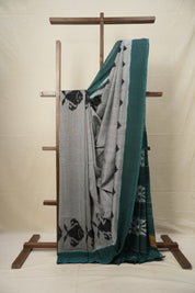 Grey-Black Pochampalli Cotton Ikat Saree - SRGBPCIS611