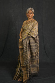 Cream HBP Tussar Silk Saree - SRCHTSS745