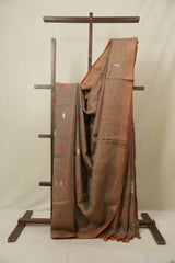 Orange Beige Linen Jamdani Saree - SROBTLJS182