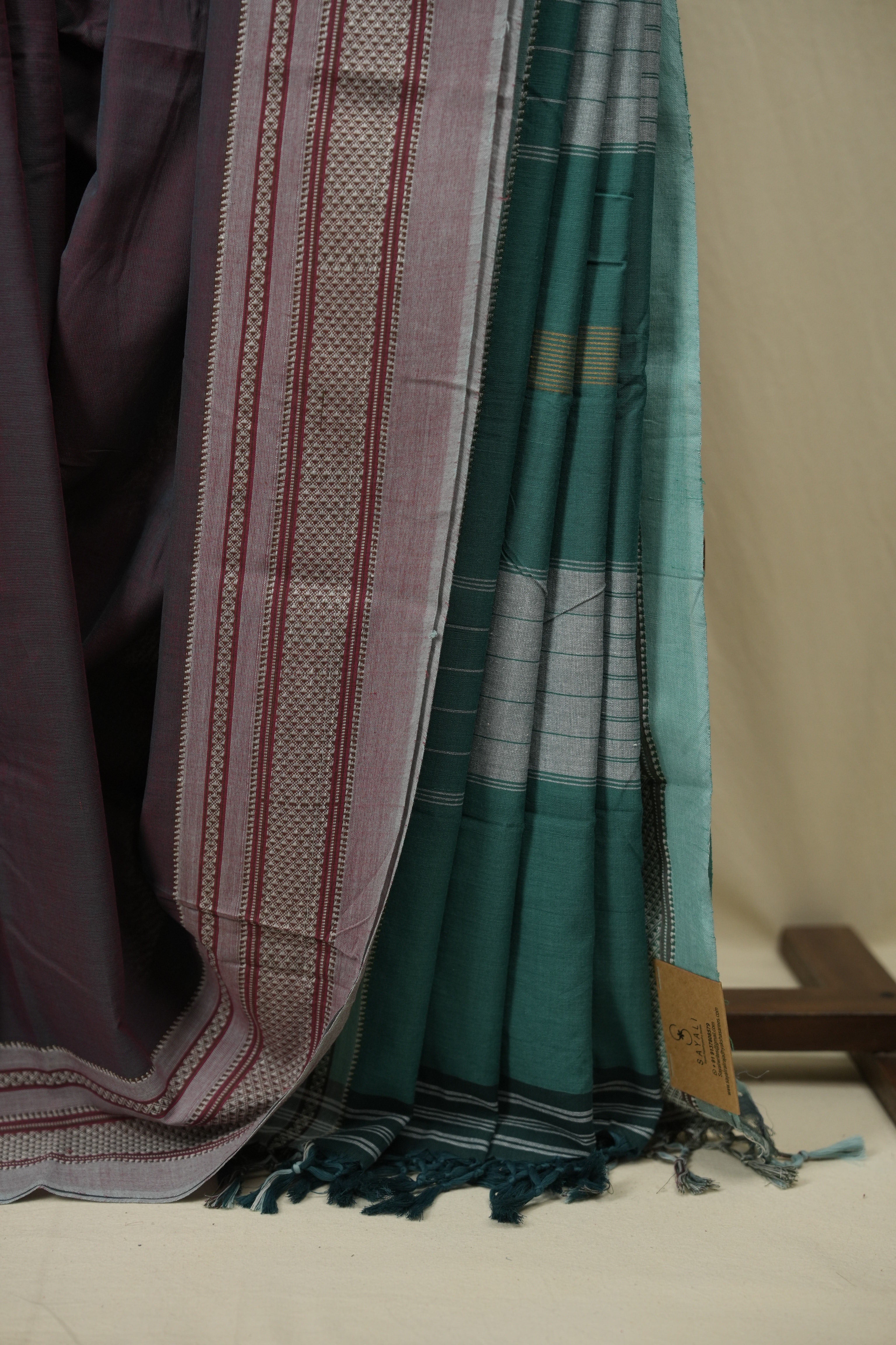 Dual Tone Maroon Cotton IIkal Saree - SRDTMCIS1116
