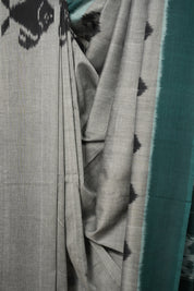 Grey-Black Pochampalli Cotton Ikat Saree - SRGBPCIS611