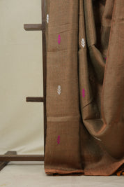 Orange Beige Linen Jamdani Saree - SROBTLJS182