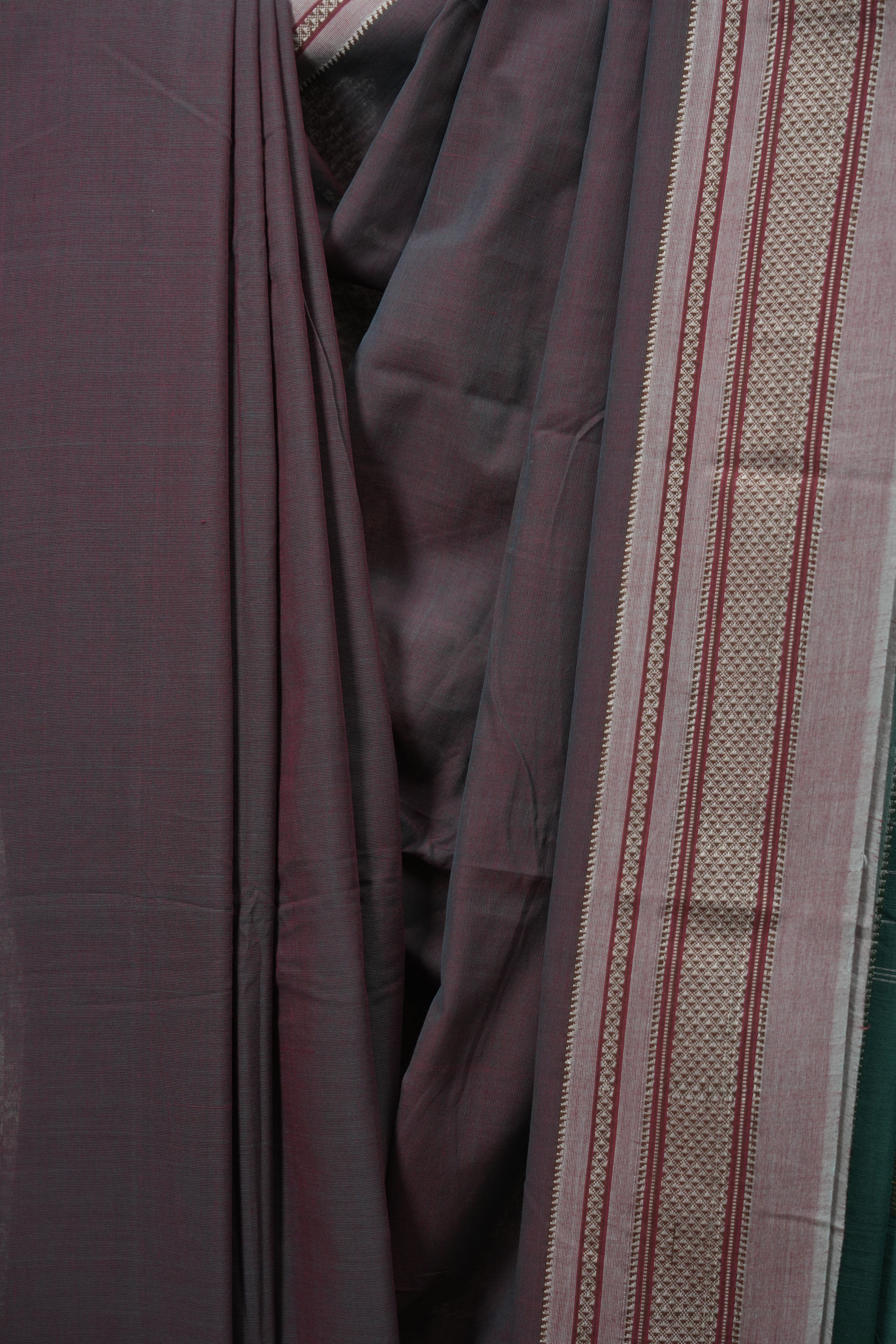 Dual Tone Maroon Cotton IIkal Saree - SRDTMCIS1116