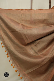 Orange Beige Linen Jamdani Saree - SROBTLJS182