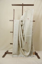 Ivory Tissue Linen Jamdani Saree - SRITLJS183