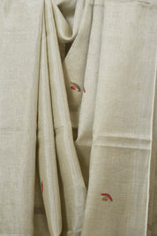 Ivory Tissue Linen Jamdani Saree - SRITLJS183