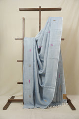 Light Blue Tissue Linen Jamdani Saree - SRLBTLJS184