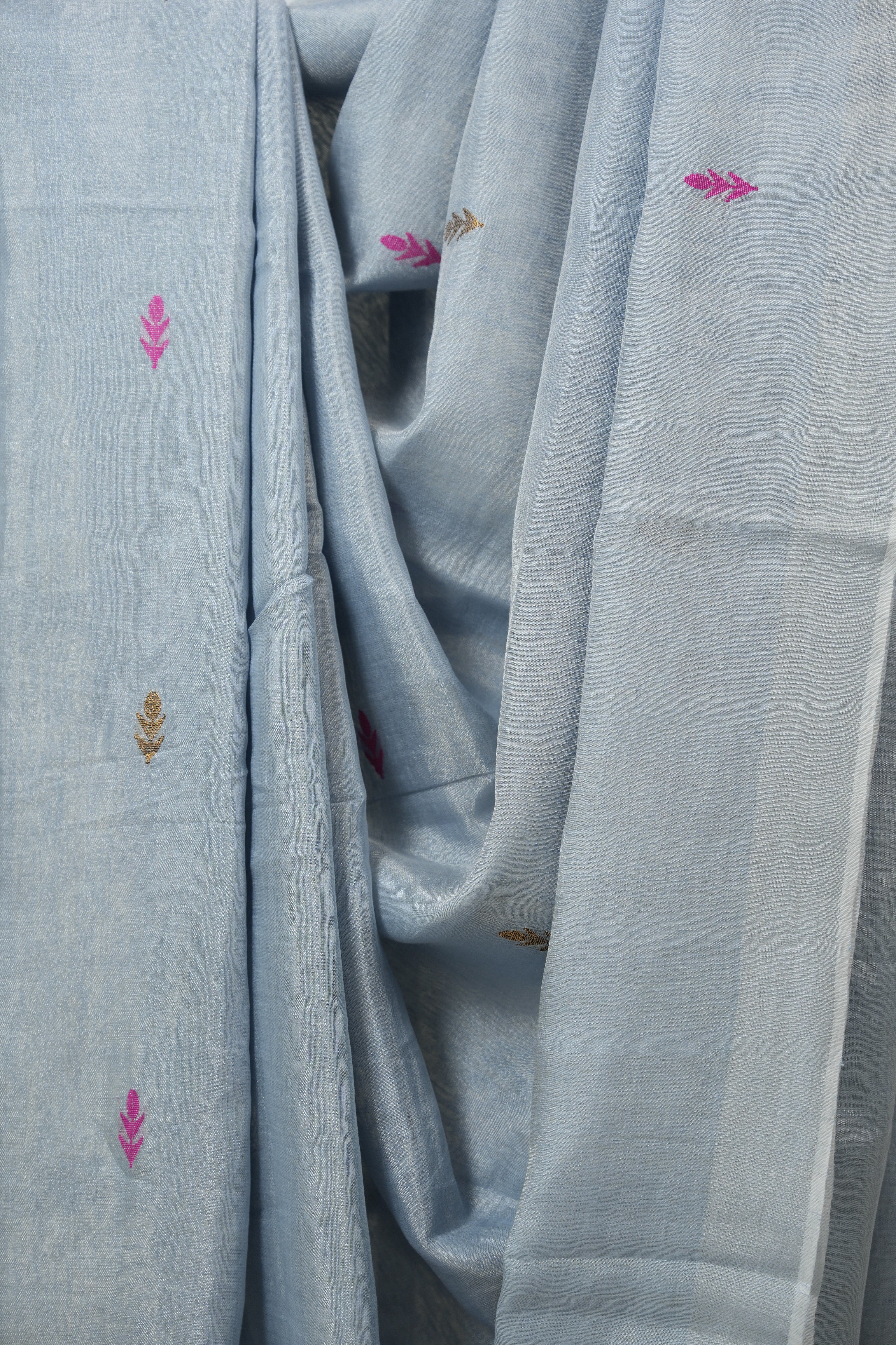 Light Blue Tissue Linen Jamdani Saree - SRLBTLJS184