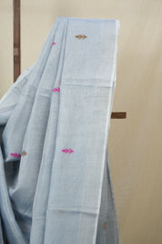 Light Blue Tissue Linen Jamdani Saree - SRLBTLJS184