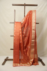 Dark Peach Tissue Banarasi Silk Saree - SRDPTBSS45