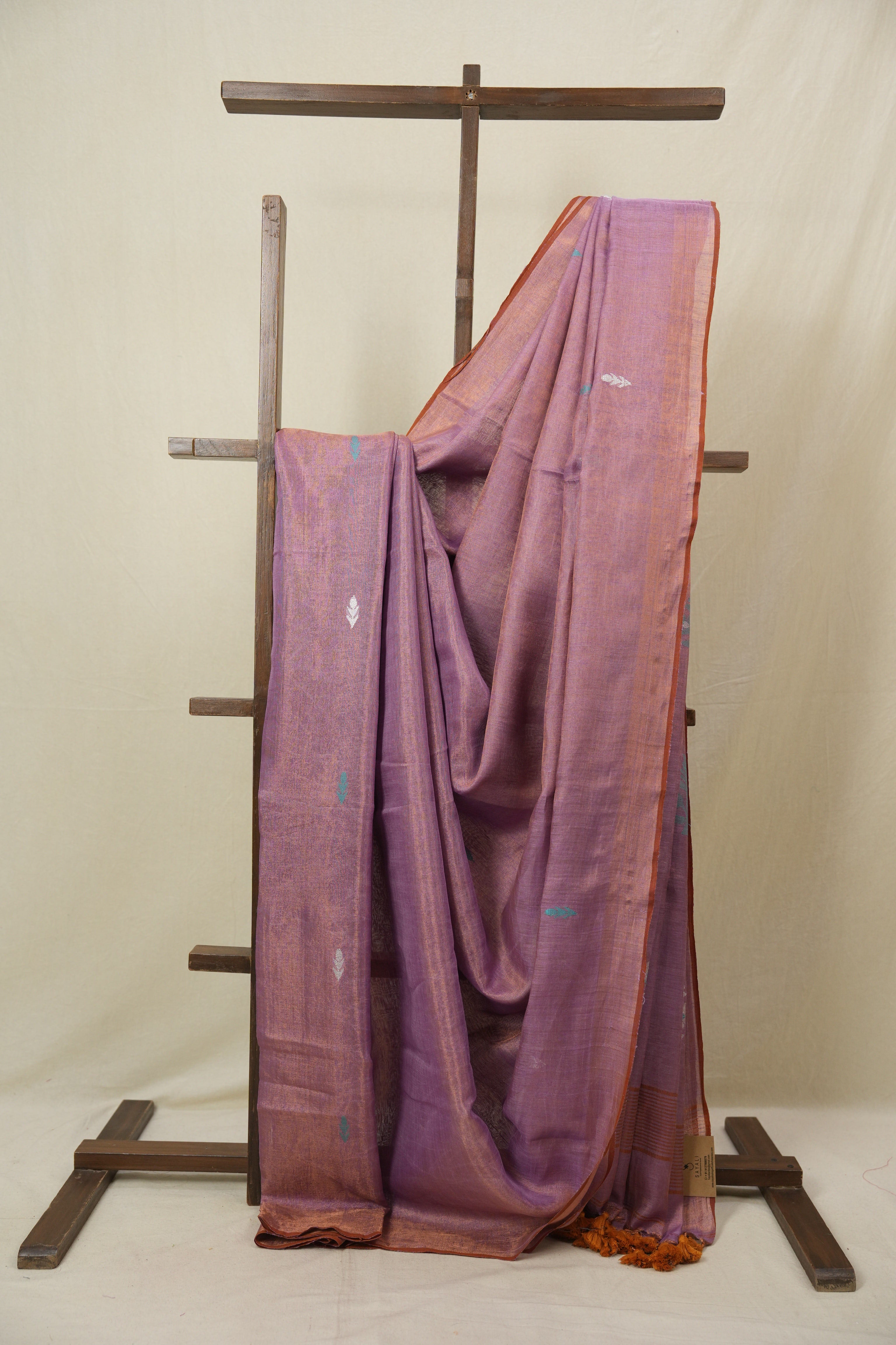 Pink Tissue Linen Jamdani Saree - SRPTLJS185