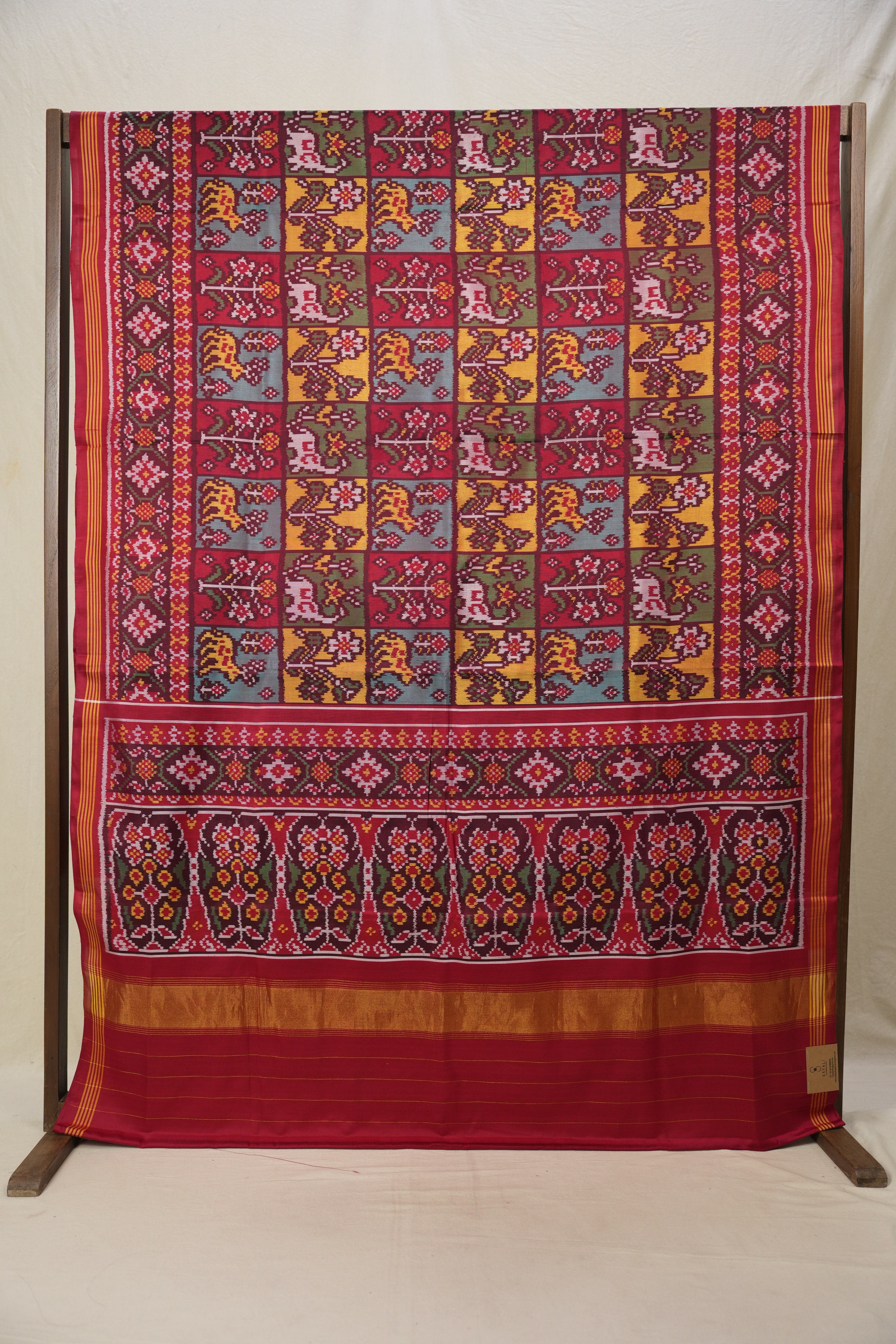 Maroon-Yellow Rajkot Patola Silk Saree - SRMYRPSS541
