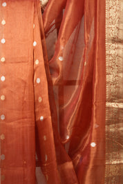 Dark Peach Tissue Banarasi Silk Saree - SRDPTBSS45