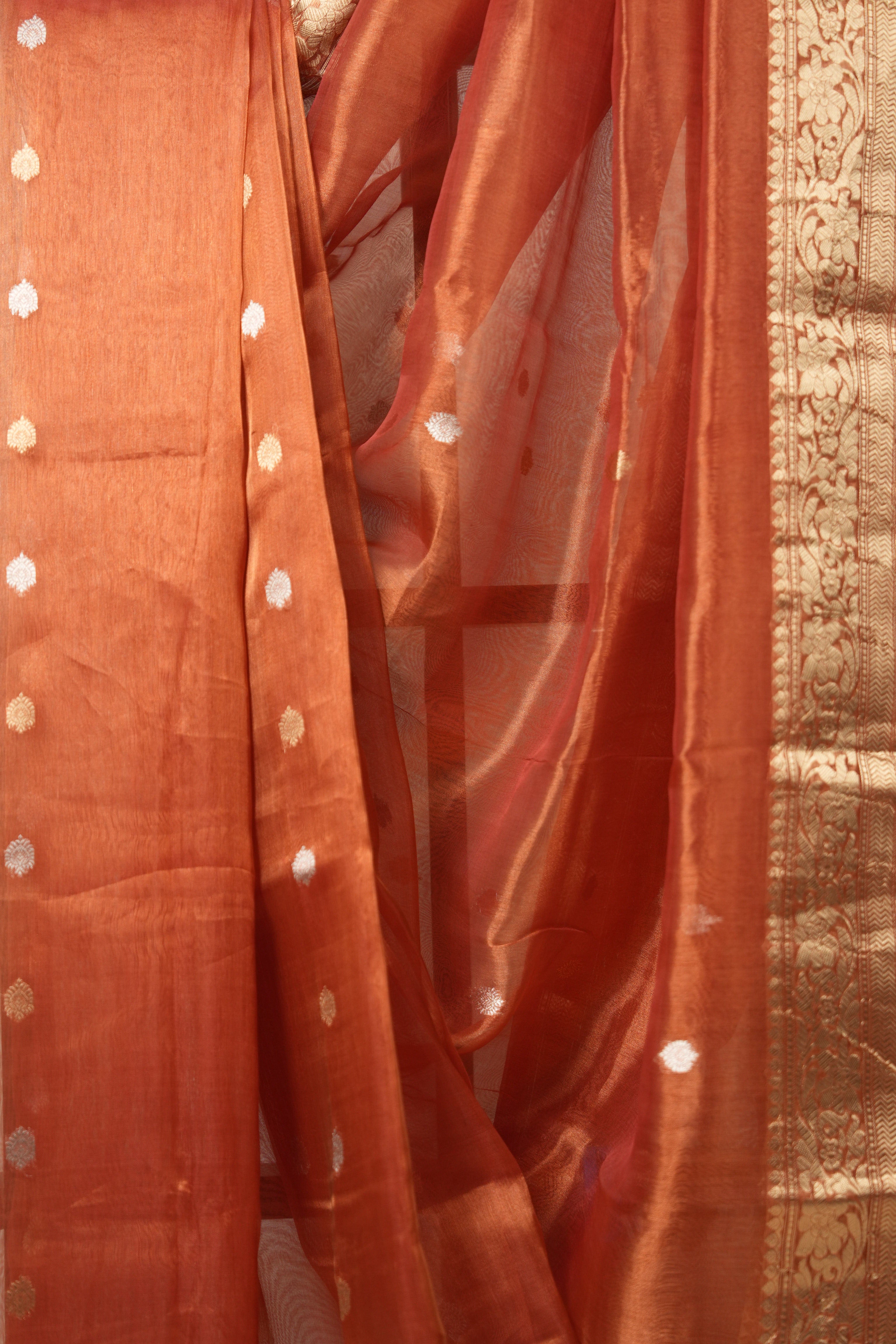 Dark Peach Tissue Banarasi Silk Saree - SRDPTBSS45