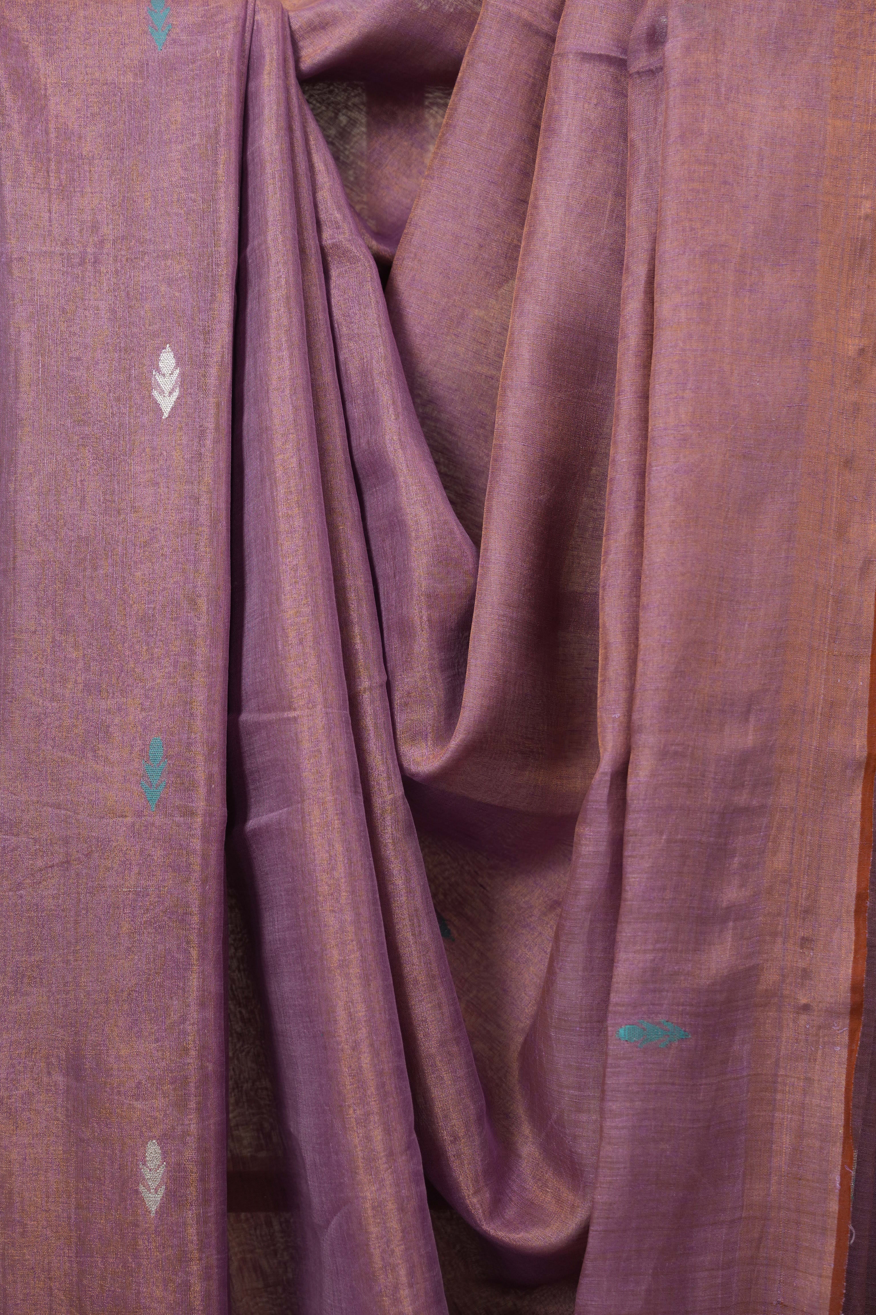 Pink Tissue Linen Jamdani Saree - SRPTLJS185