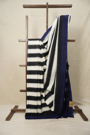 Black N White Pochampalli Cotton Ikat Saree - SRBWPCIS607