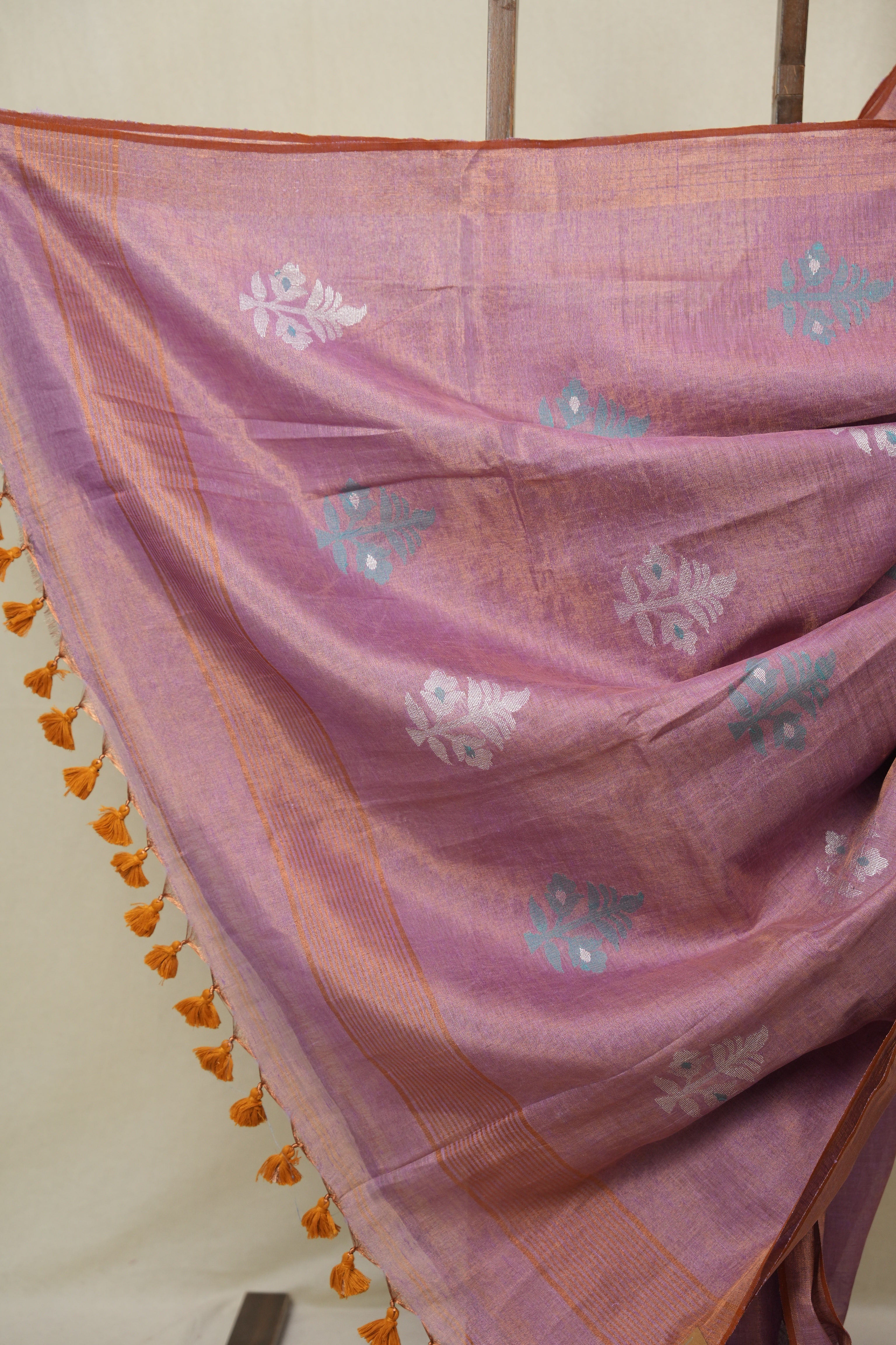 Pink Tissue Linen Jamdani Saree - SRPTLJS185