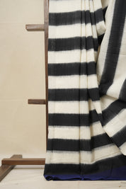 Black N White Pochampalli Cotton Ikat Saree - SRBWPCIS607