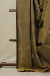 Mustard Tissue Linen Jamdani Saree - SRMTLJS179