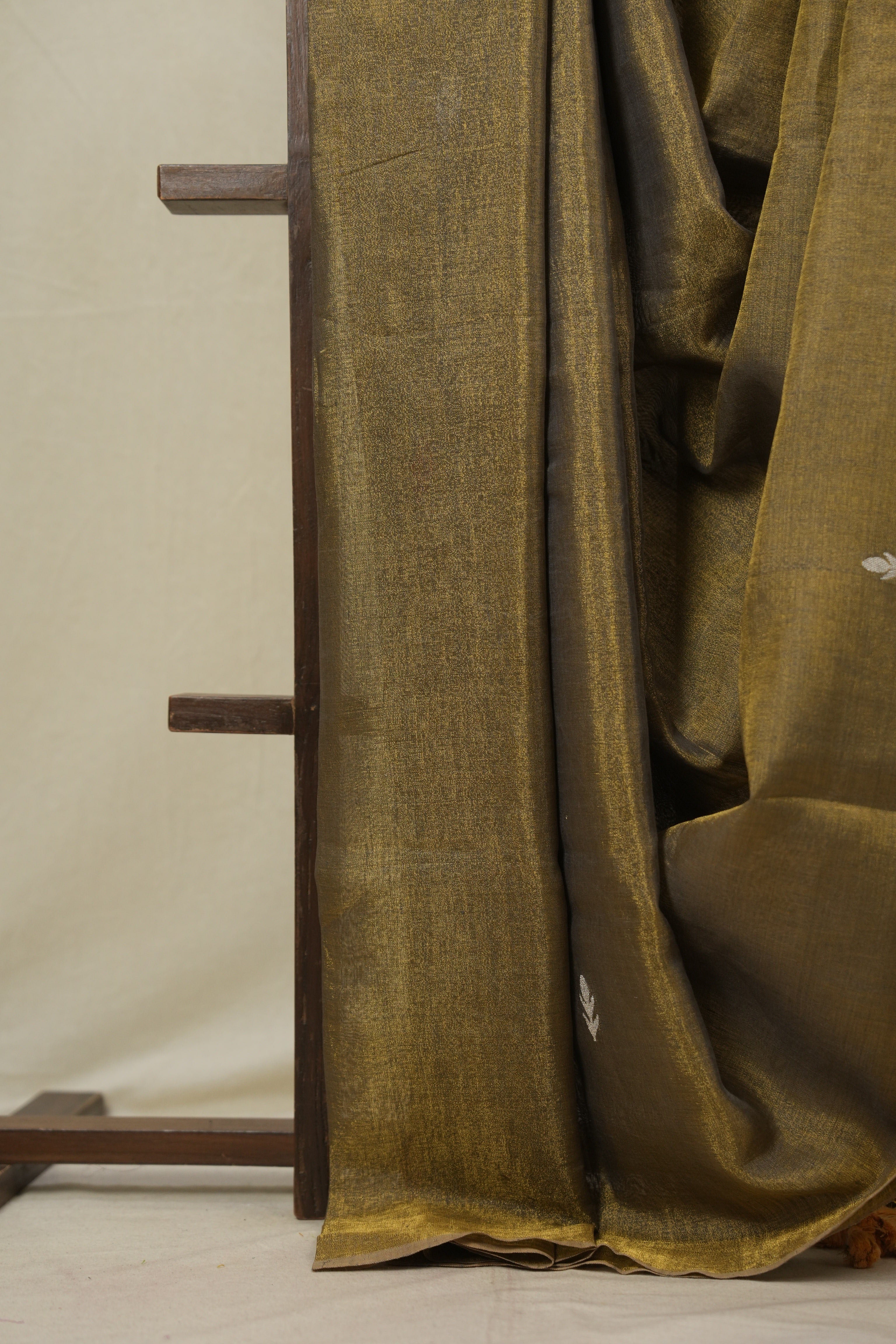 Mustard Tissue Linen Jamdani Saree - SRMTLJS179