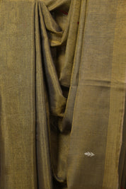 Mustard Tissue Linen Jamdani Saree - SRMTLJS179
