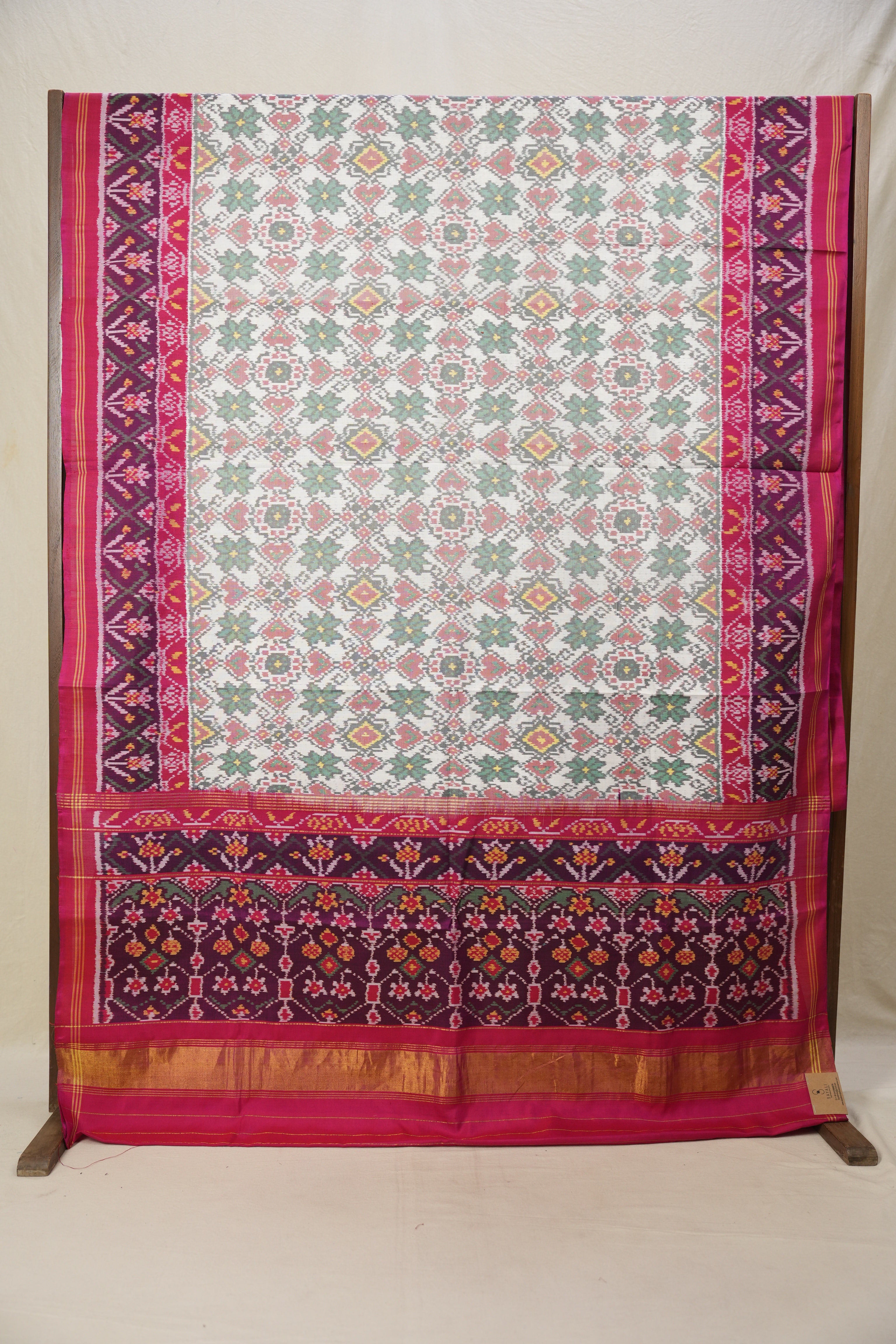White Green Rajkot Patola Silk Saree - SRWGRPSS552