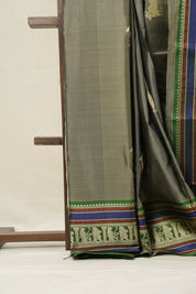 Two Tone Olive Green Kanjeevaram Silk Saree-SRTTOGKSS677