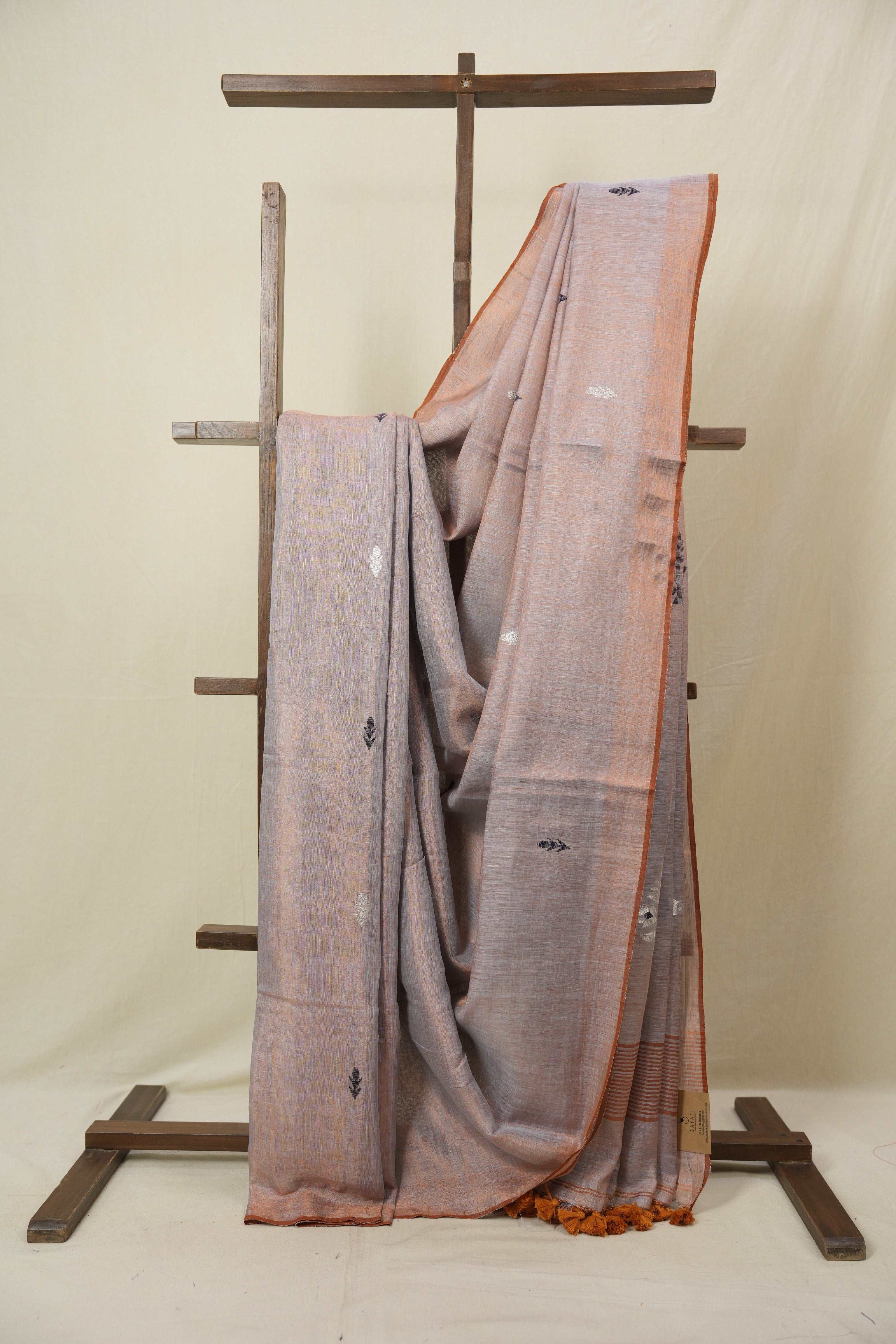 Orange Tissue Linen Jamdani Saree - SROTLJS178