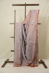 Orange Tissue Linen Jamdani Saree - SROTLJS178