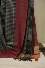 Black Cotton IIkal Saree - SRBCIS1123