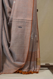 Orange Tissue Linen Jamdani Saree - SROTLJS178