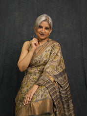 Cream HBP Tussar Silk Saree - SRCHTSS745