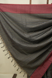 Black Cotton IIkal Saree - SRBCIS1123