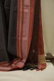 Charkole Grey Cotton IIkal Saree - SRCGCIS1124