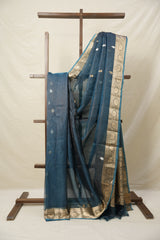 Peacock Blue Tissue Banarasi Silk Saree - SRPBTBSS40