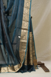 Peacock Blue Tissue Banarasi Silk Saree - SRPBTBSS40