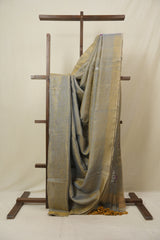 Golden Grey Tissue Linen Jamdani Saree - SRGGTLJS177