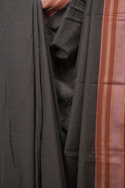 Charkole Grey Cotton IIkal Saree - SRCGCIS1124