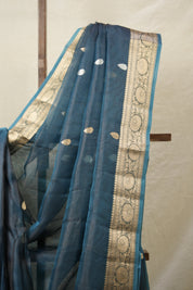 Peacock Blue Tissue Banarasi Silk Saree - SRPBTBSS40