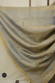 Golden Grey Tissue Linen Jamdani Saree - SRGGTLJS177