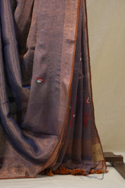 Blue Tissue Linen Jamdani Saree - SRPTLJS176
