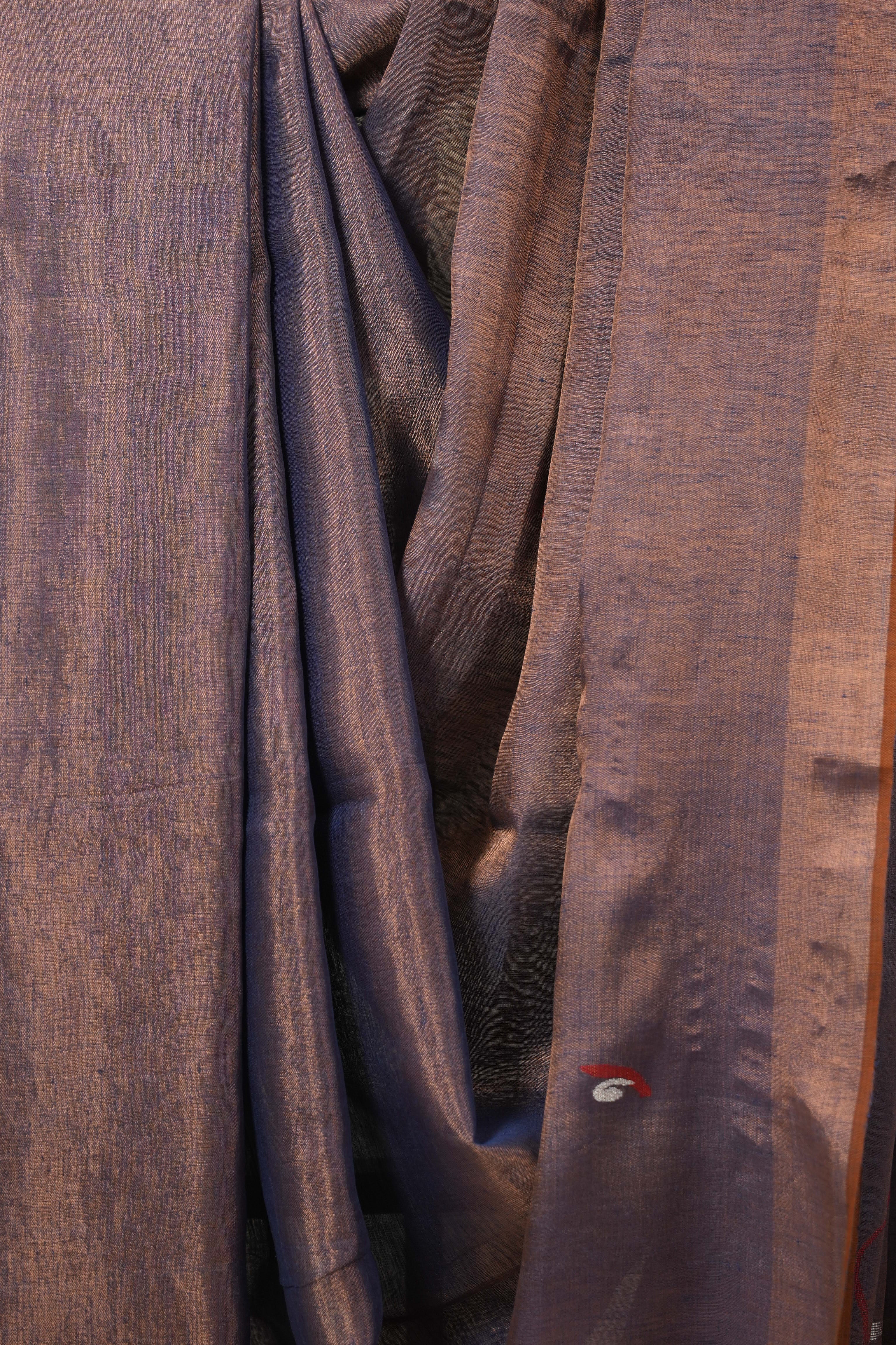 Blue Tissue Linen Jamdani Saree - SRPTLJS176