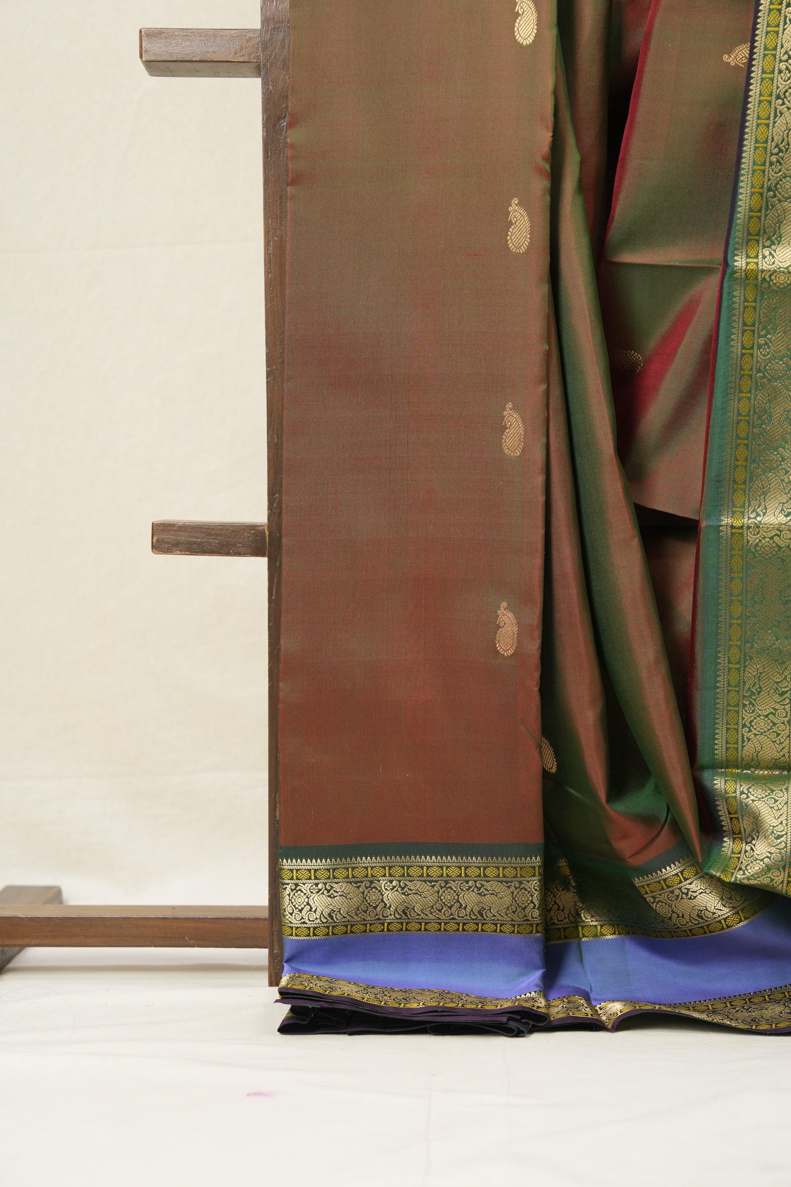Two Tone Green Kanjeevaram Silk Saree-SRTTGKSS673