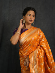 Orange Banarasi Silk Saree - SROBSS905