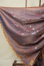 Blue Tissue Linen Jamdani Saree - SRPTLJS176