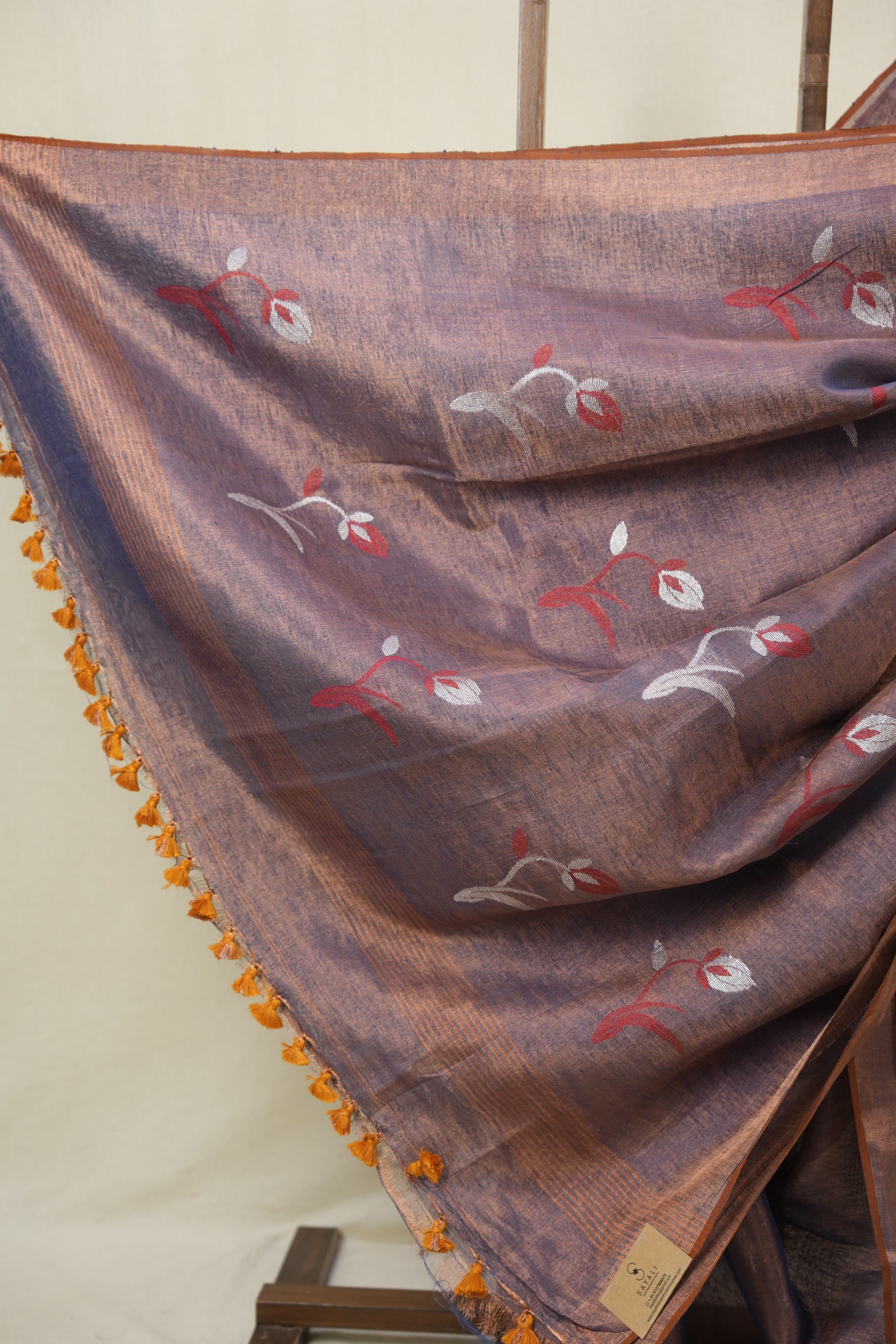 Blue Tissue Linen Jamdani Saree - SRPTLJS176