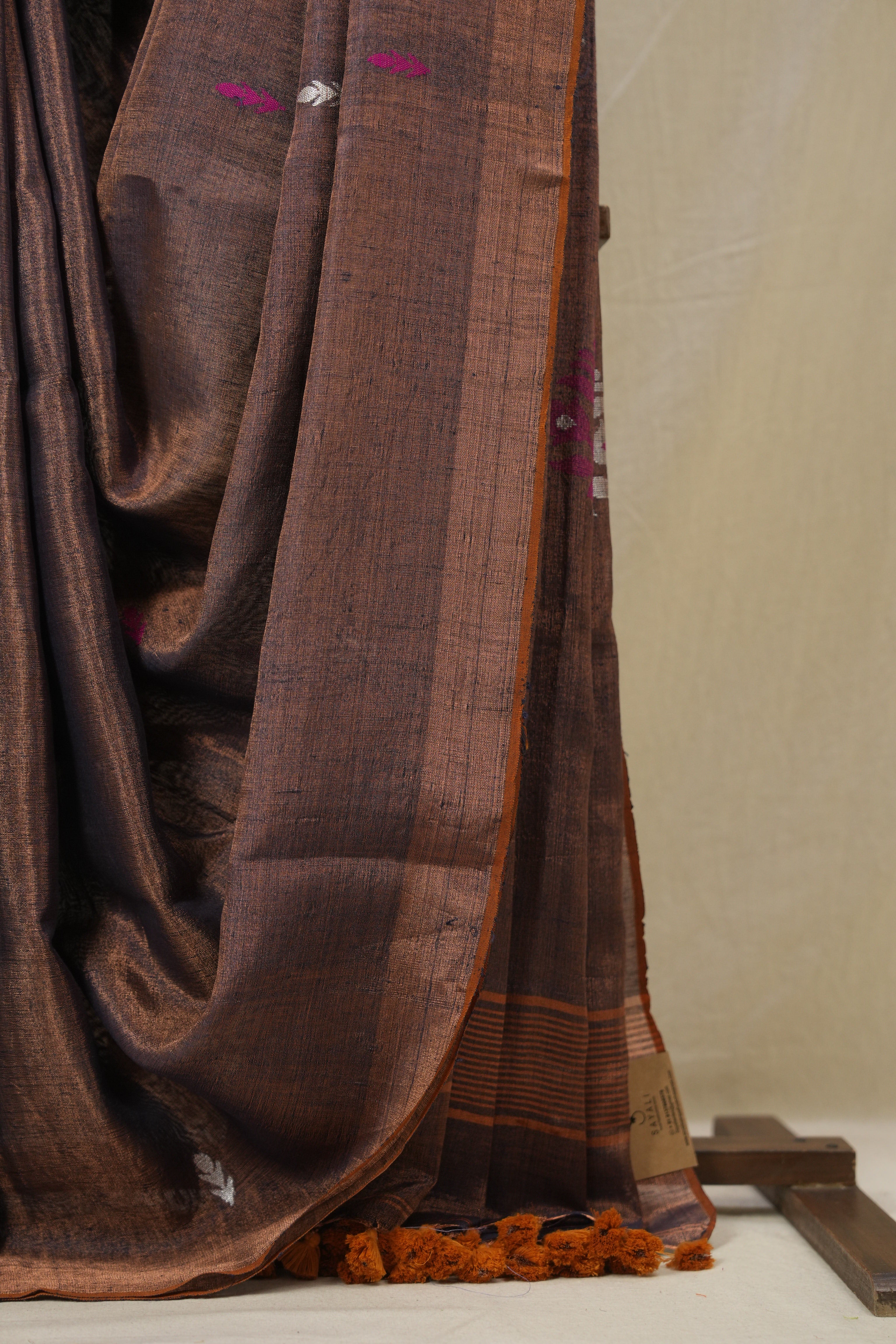 Purple Tissue Linen Jamdani Saree - SRPTLJS175