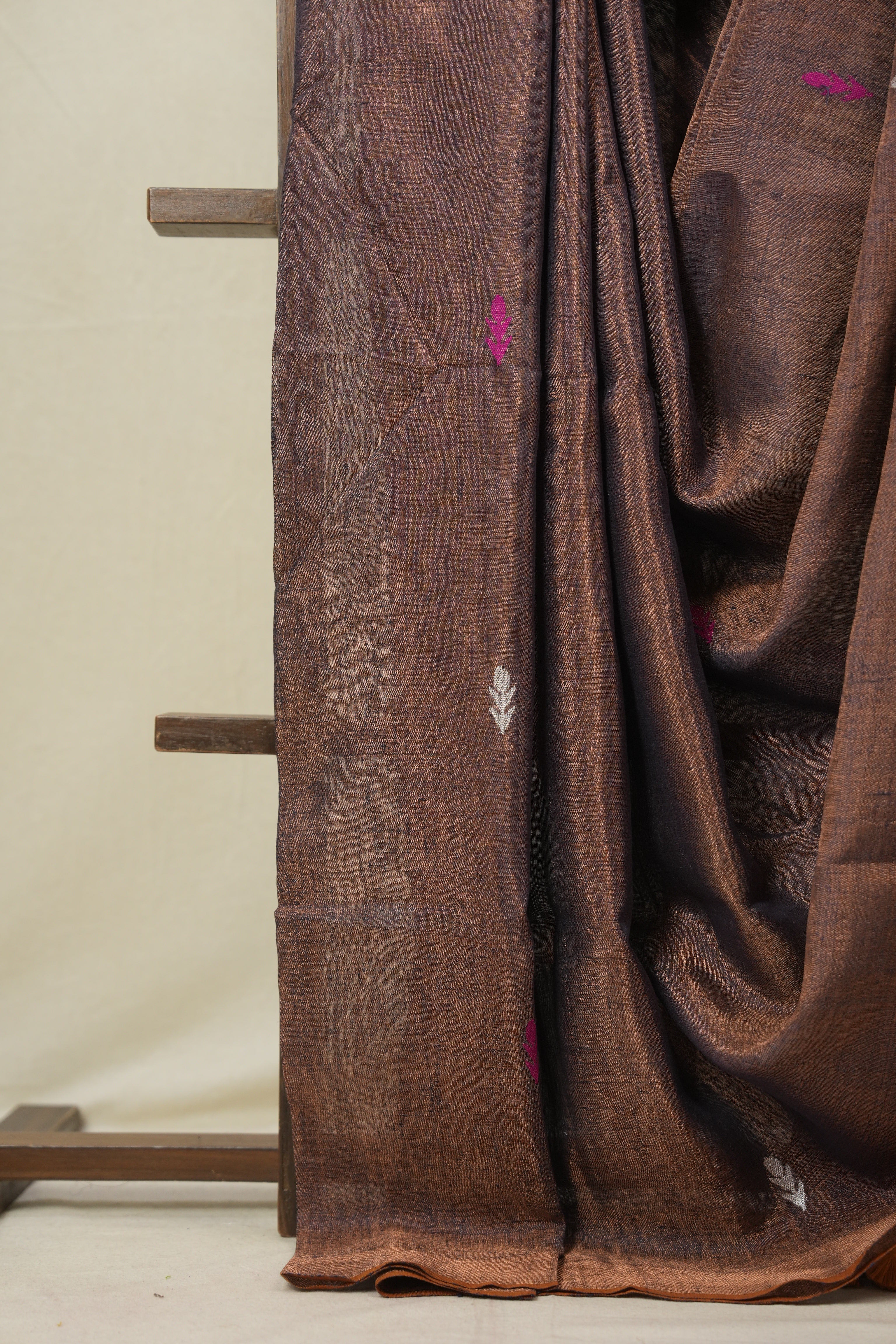 Purple Tissue Linen Jamdani Saree - SRPTLJS175