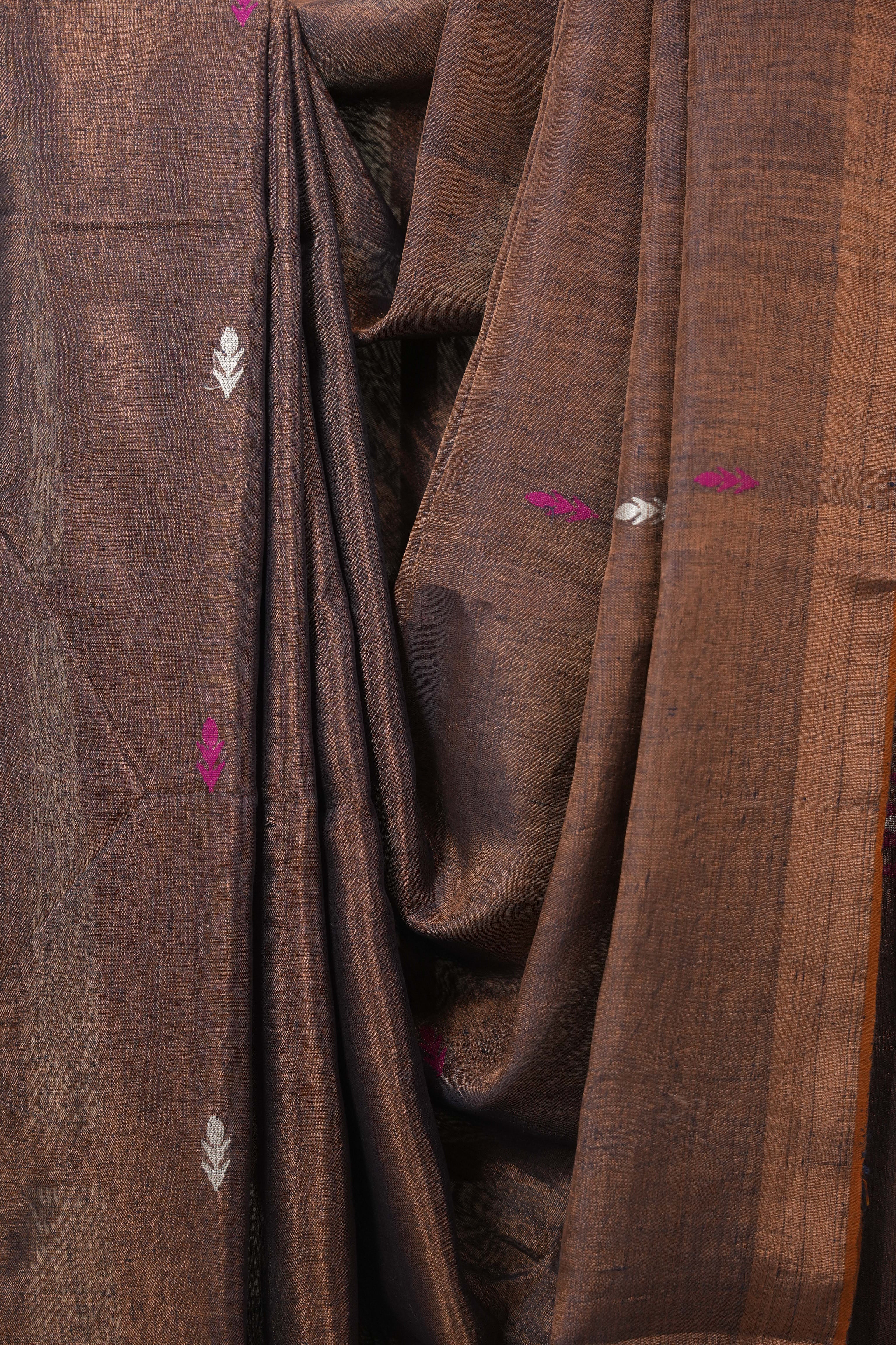 Purple Tissue Linen Jamdani Saree - SRPTLJS175